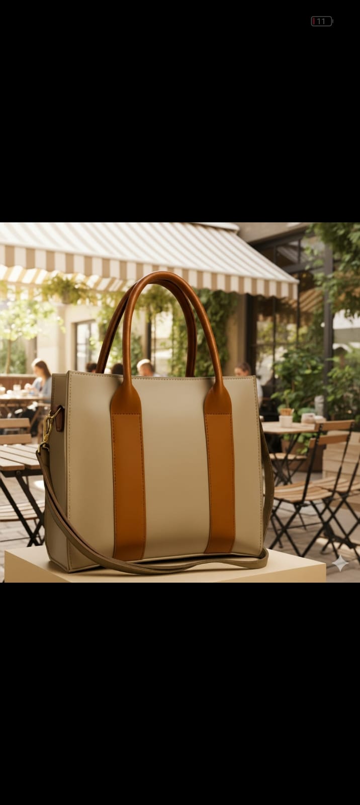 Ashar Two-Tone Structured Executive Tote —   handbag by HandbagsAvenue